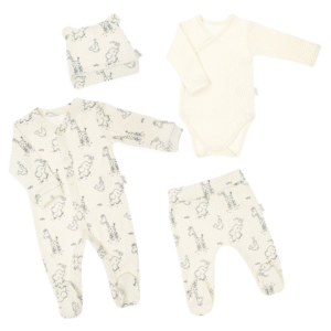 NICOLA Pirmais komplekts mazuļiem Safari - 4 daļas, dabīgi balts - Image 1