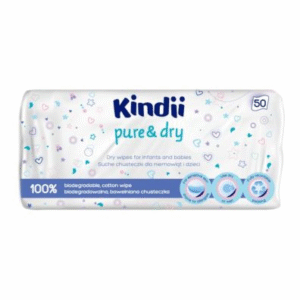 KINDII Sausās kokvilnas salvetes mazuļiem Pure&Dry 50gb - Image 1