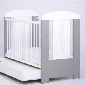 Drewex bērnu gultiņa ar atvilkni Zvaigznītes" - Silver/White" - Image 1