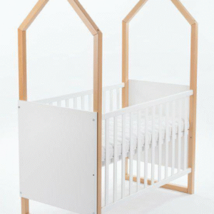 Drewex bērnu gultiņa Mazais Namiņš", balta/koka" - Image 1