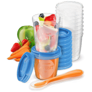 Philips Avent Pārtikas uzglabāšanas trauciņu komplekts ar karoti. 10gab.180ml trauciņi + 10gab. 240ml trauciņi + barošanas karote