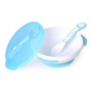 Kidsme bļoda ar piesūcekni, vāciņu un termokarotīti, Aquamarine, no 9mēn., 9832AQ - Image 1