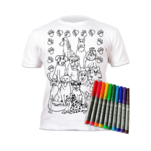 SPLAT PLANET Izkrāsojams T-krekls ar nomazgājamiem flomasteriem, DOGS - Image 1