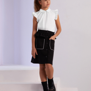 SLY Balta blūze ar īsām piedurknēm meitenei - Image 1