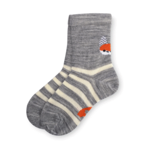 TUTAS LIETAS Pelēkas vilnas zeķītes ar Lapsu