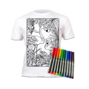 SPLAT PLANET Izkrāsojams T-krekls ar nomazgājamiem flomasteriem, FLAMINGO - Image 1