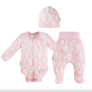 EEVI 3 daļīgs bambusa komplekts  mazuļiem BAMBOO, pink