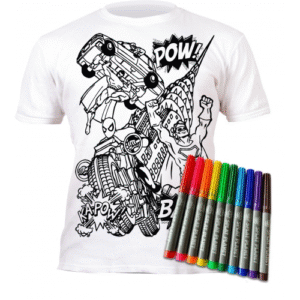 SPLAT PLANET Izkrāsojams T-krekls ar nomazgājamiem flomasteriem,SUPER HERO