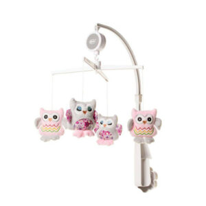 4 BABY Nomierinošs muzikālais karuselis gultiņai OWLS, pink - Image 1