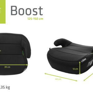 4BABY Auto paliktnis BOOST XXIV (125–150 cm, 22–36 kg), Black - Image 7