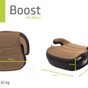 4BABY Auto paliktnis BOOST XXIV (125–150 cm, 22–36 kg), Mokka - Image 6