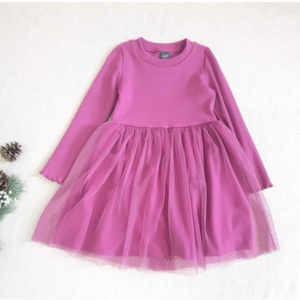 ATUT Kleitiņa ar garām piedurknēm un tilla apakšmalu, 98, violeta - Image 1