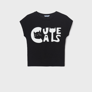 MAYORAL T-krekls meitenei Cute Cats, Black - Image 1