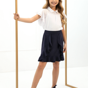 SLY Tumši zili svārki ar volāniem priekšpusē