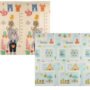 TO-MA Mīksts divpusējs salokāms putu paklājs bērniem, Bear&Road,200 x180 cm