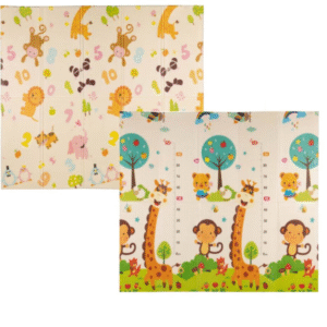 TO-MA Mīksts divpusējs salokāms putu paklājs bērniem,Numbers&Giraffe, 200 x180 cm - Image 1