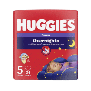HUGGIES nakts biksītes OVERNIGHT 5.izm., 12-17kg, 24gb