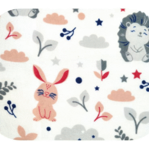 EGA Kokvilnas flaneļa autiņš 70x80cm, Zaķis un Ezis, rozā - Image 1