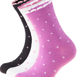 Meiteņu zeķes ar punktiņu rakstu, 3 pāri, lilac/grey/black - Image 1