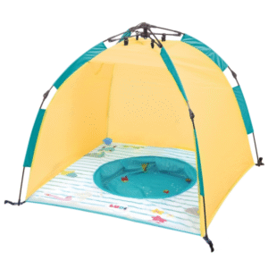 LUDI Pludmales telts bērniem ar nodalījumu ūdenim, dzeltena,90x105x105cm
