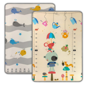 Milly Mally Mīksts divpusējs putu paklājs bērniem, Lācis un Vaļi,120x180cm - Image 1