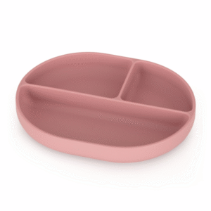 PETITE&MARS Silikona šķīvis ovāls ar pielīpošu apakšu un 3nodalījumiem, 717820, Dusty Rose - Image 1