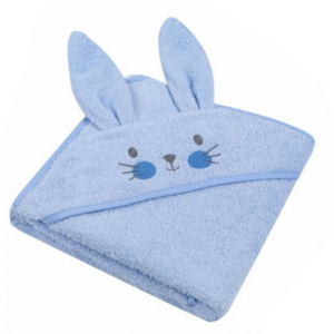 DuetBaby Zils vannas dvielītis ar kapuci - Zaķēns, 80x80cm - Image 1