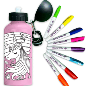 SPLAT PLANET Izkrāsojama ūdens pudele, Unicorn, 600ml, rozā - Image 1