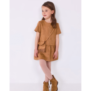 MAYORAL Meiteņu kleita ar zamšādas somiņu, Canela - Image 1