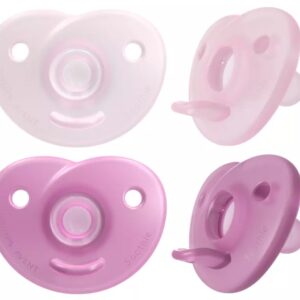 Jaunums! Philips Avent Soothie silikona māneklītis ar silikona vairogu, 0-6M, rozā (2 gab), SCF099/22 - Image 2