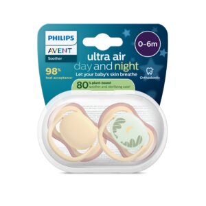 Jaunums! Philips Avent Ultra Air Day and Night knupītis, 0-6 mēn., neitrāls (2 gab), SCF087/09