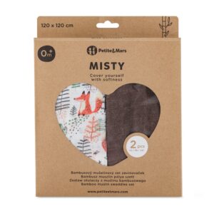 PETITE&MARS Ietīšanas bambusa muslīna autiņi MISTY 2gb,120x120cm, Forest Fox - Image 2