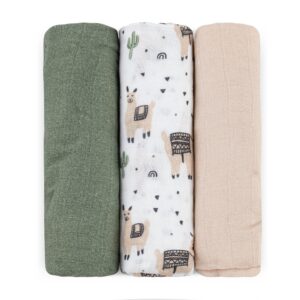 PETITE&MARS Bambusa muslīna autiņi MOUSSY 3gb, 68x68cm, Llama Vibes - Image 1