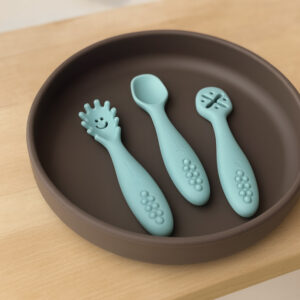 PETITE&MARS Silikona mācību karotītes 3gb, 721767, Frosted Sky - Image 3